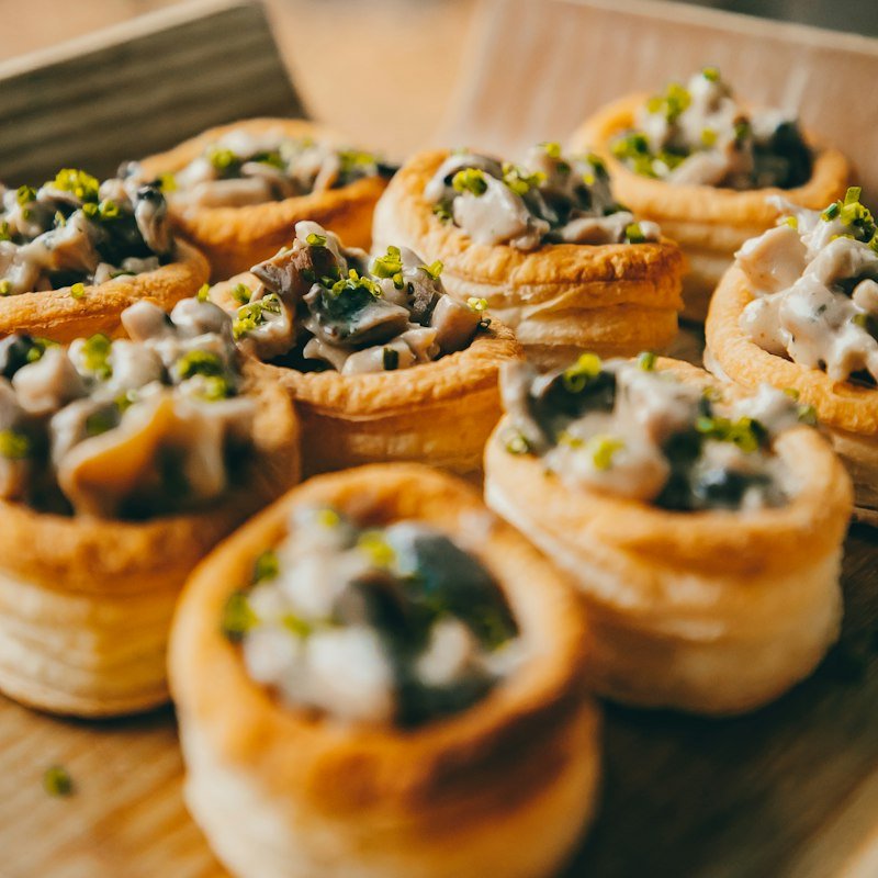 Savory tartlets filled with herbed cream